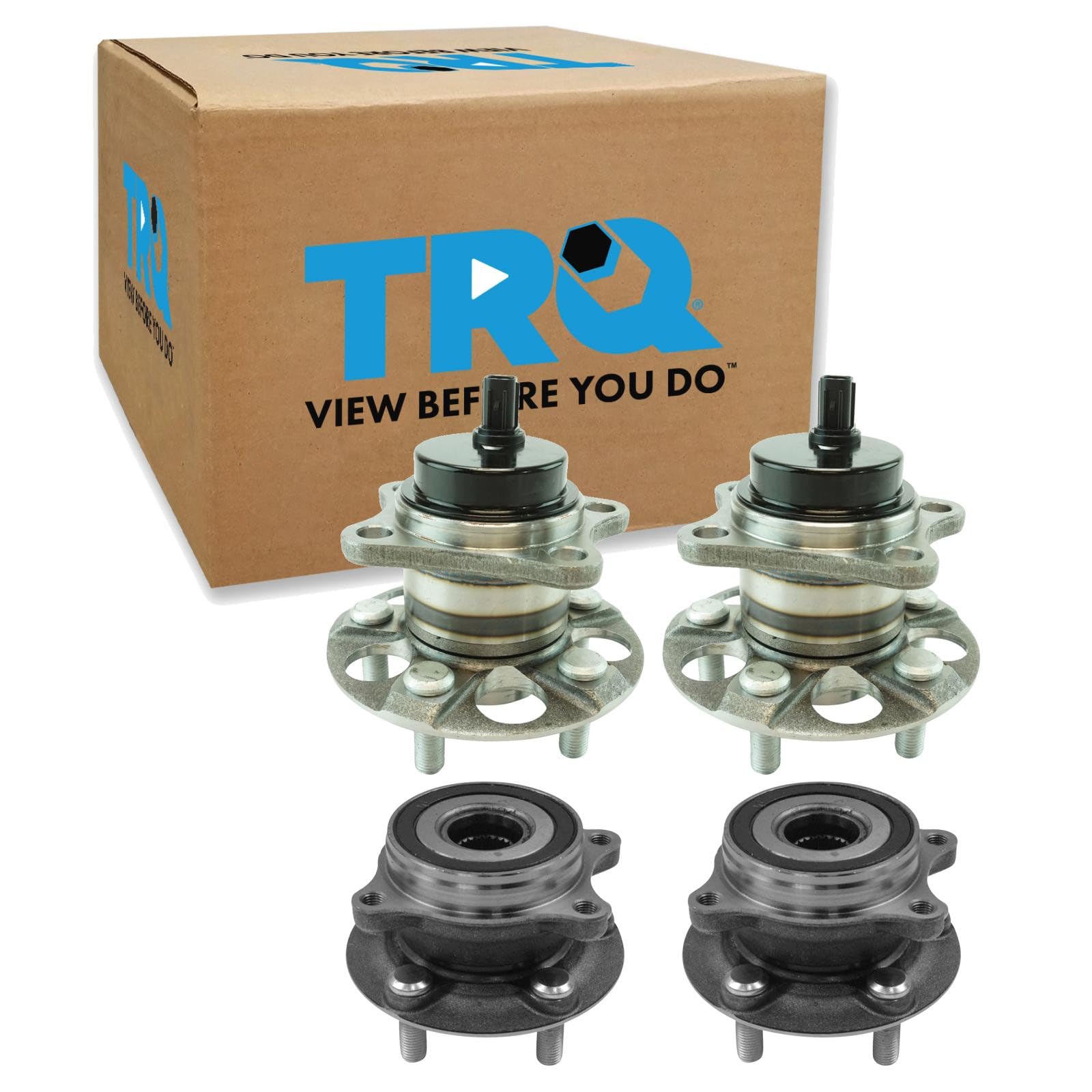 TRQ Front and Rear Wheel Bearing and Hub Assembly Set 4 Piece