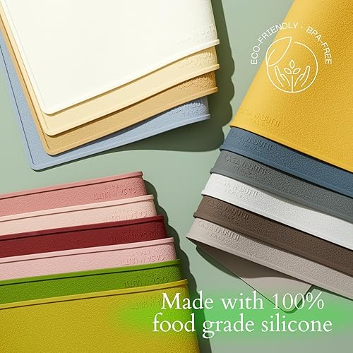 Miniatura 2 de Juego de 2 manteles individuales de silicona para mesa de comedor, antideslizantes, a prueba de aceite, al agua, al calor, a las manchas, fáciles de