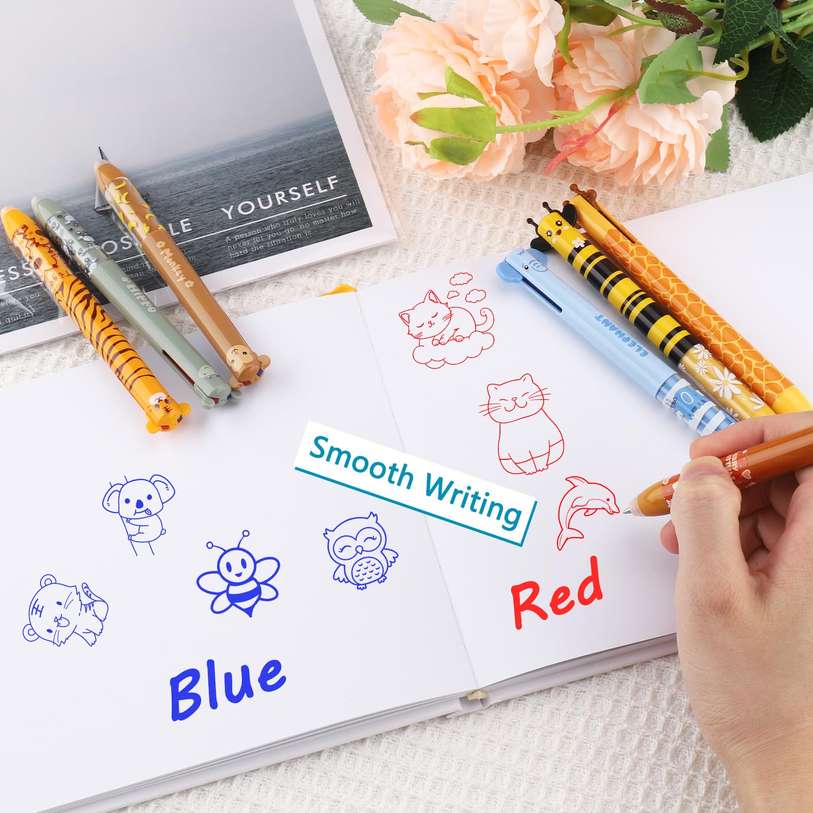 Penna Cancellabile 0,5 mm 12 Pezzi Rosso Blu per Scuola Ufficio