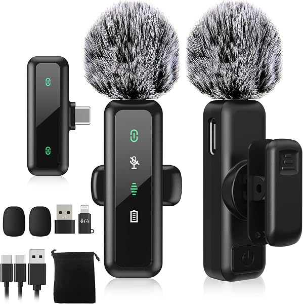 【2025 New Type Pin Microphone】BILIWAL Pin Microphone Wireless Compatible with iPhone iPad Android Instant Connection Sound and Picture Synchronization 5X LED Indicator Light Noise Reduction 9 Hours - 1
