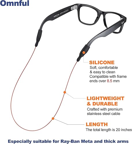 Miniatura 3 de RayBan Meta - Correa para lentes inteligentes, patillas anchas, correa para lentes para hombres, mujeres y niños, soportes para lentes alrededor del