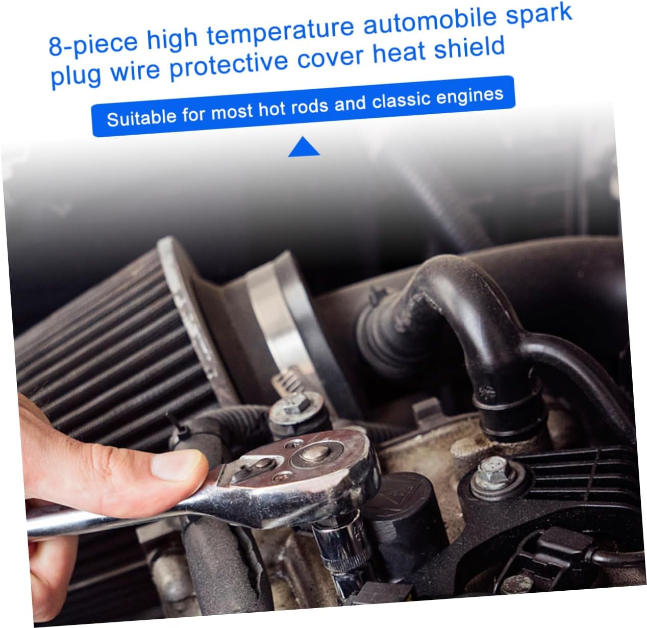 8pcs High Temperature Resistant Spark Plug Wire Insulating Sleeve Durable Fiberglass Cable Cover for Vehicle Exhaust Protection Blue