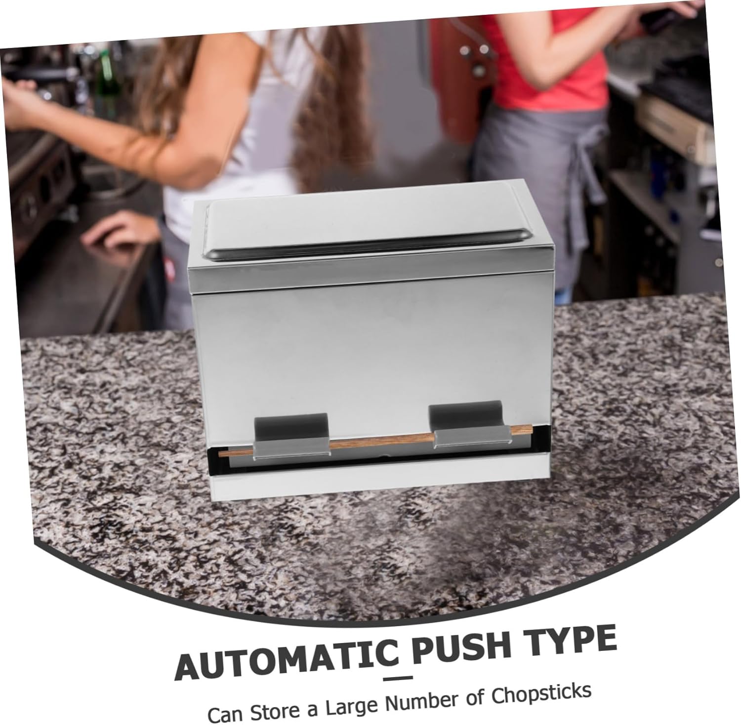 Zerodeko Multi-functional Automatic Press Straw and Chopstick Storage Box Stainless Steel Dispenser for Restaurants and Beverage Shops Convenient Straw Holder and Chopstick Organizer