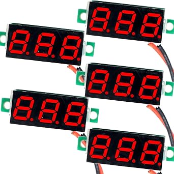 5 Pack JacobsParts DC 4.5-30V 2-Wire Voltmeter 3-Digit LED Display Panel Volt Meter Digital Voltage Tester Red