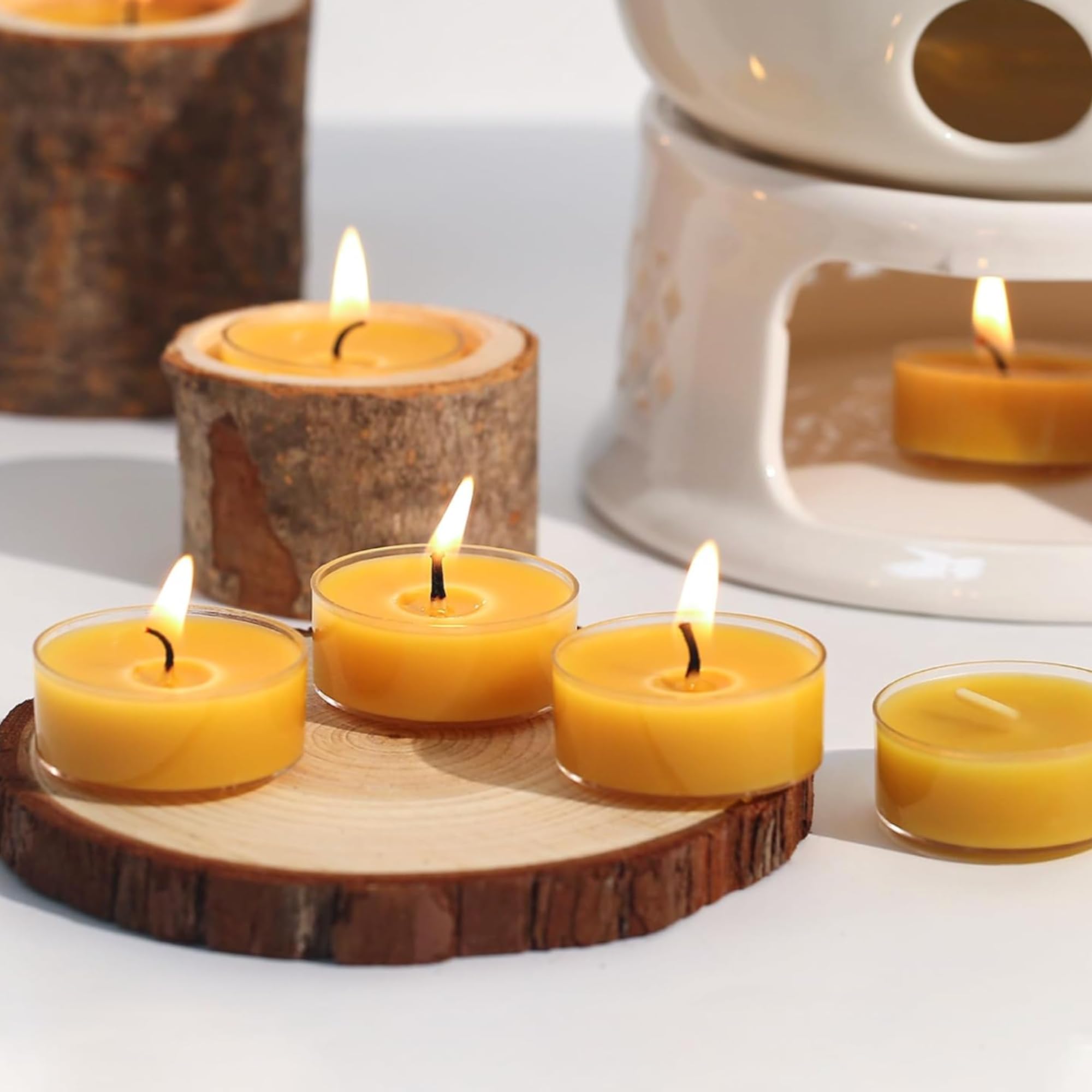 24 SZT Podgrzewacz Tealight z wosku pszczelego 100% czysty wosk pszczeli (po 4 godziny palenia) Wszystkie naturalne, ręcznie robione,bezzapachowe Świece o zapachu miodu Świece Do Spa, Jogi, Medytacji