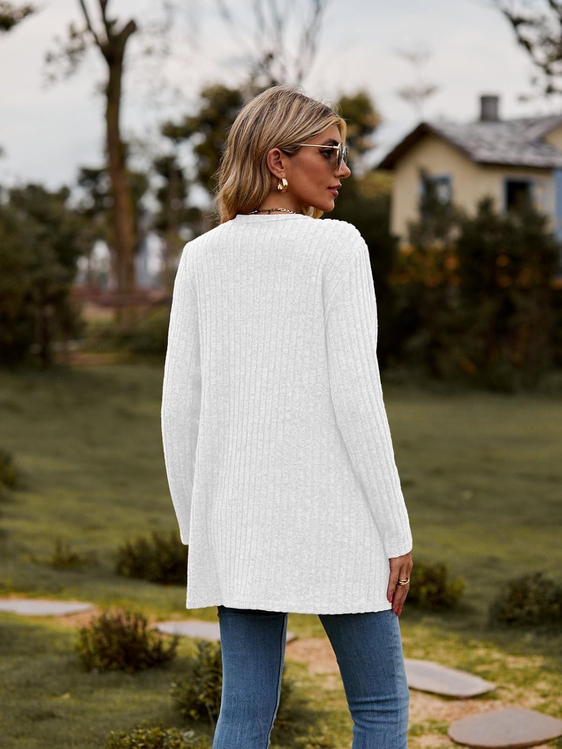 Women’s 2025 Fall Fashion Cardigan Lightweight Soft Knit Cardigan for Women Long Sleeve Open Front Coat with Pockets - Image 2