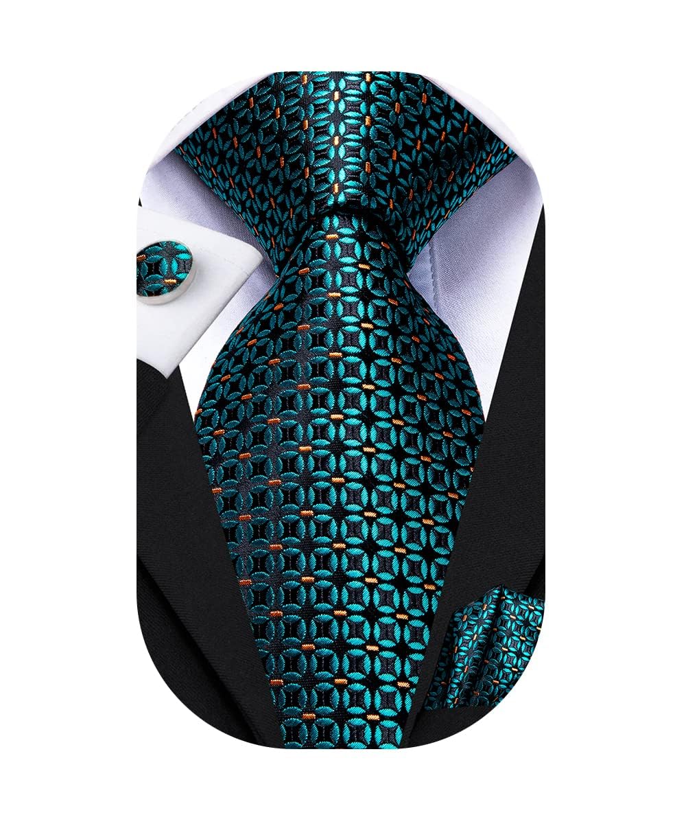 Dubulle Mens Paisely Silk Tie for Men Necktie and Pocket Square Set