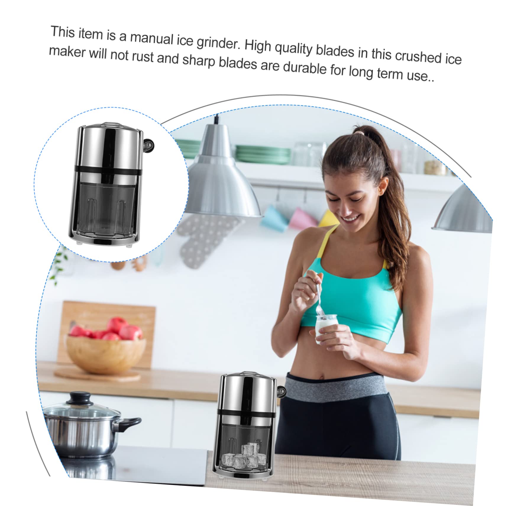 SHINEOFI 2 Piezas Trituradora de Hielo Manual Portátil Máquina para Granizados y Casa con Cuchillas de Inoxidable para Bebidas Refrescantes y Cócteles Familiares