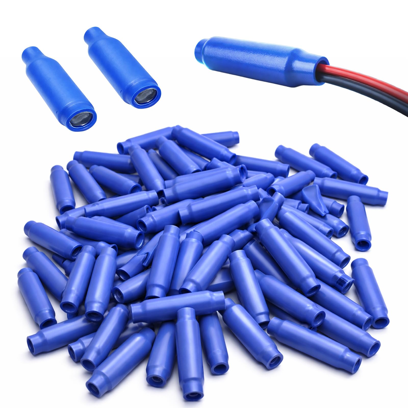 Blue B Connectors Silicone Filled Wet B Wire Connectors, Gel-Filled Telephone Alarm Wire Crimp Bean Type Splices for Low Voltage Electrical Wiring (100)