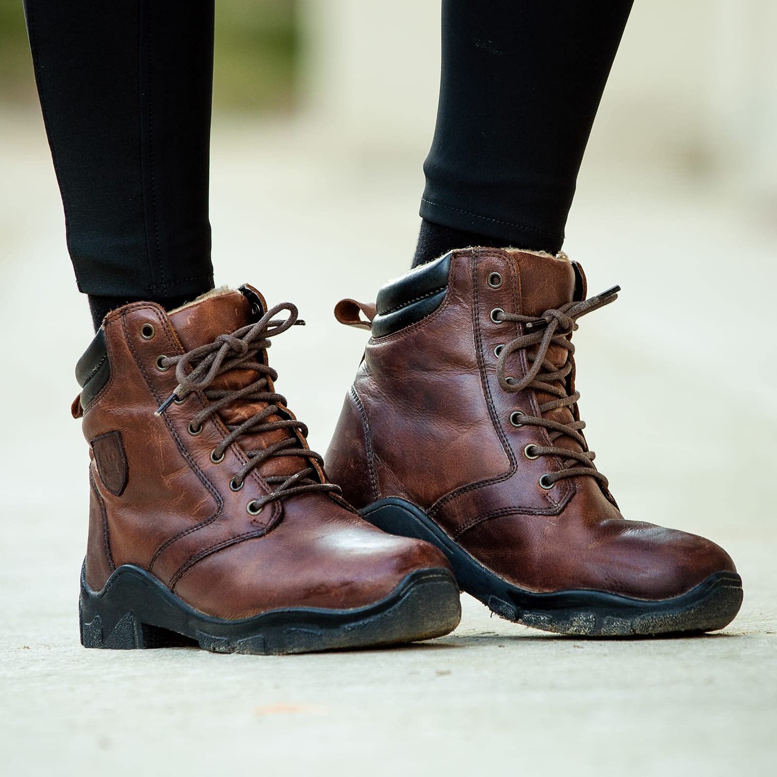 HORZE Chamonix - Stivali da equitazione termici da donna, in pelle, marrone, 38 EU