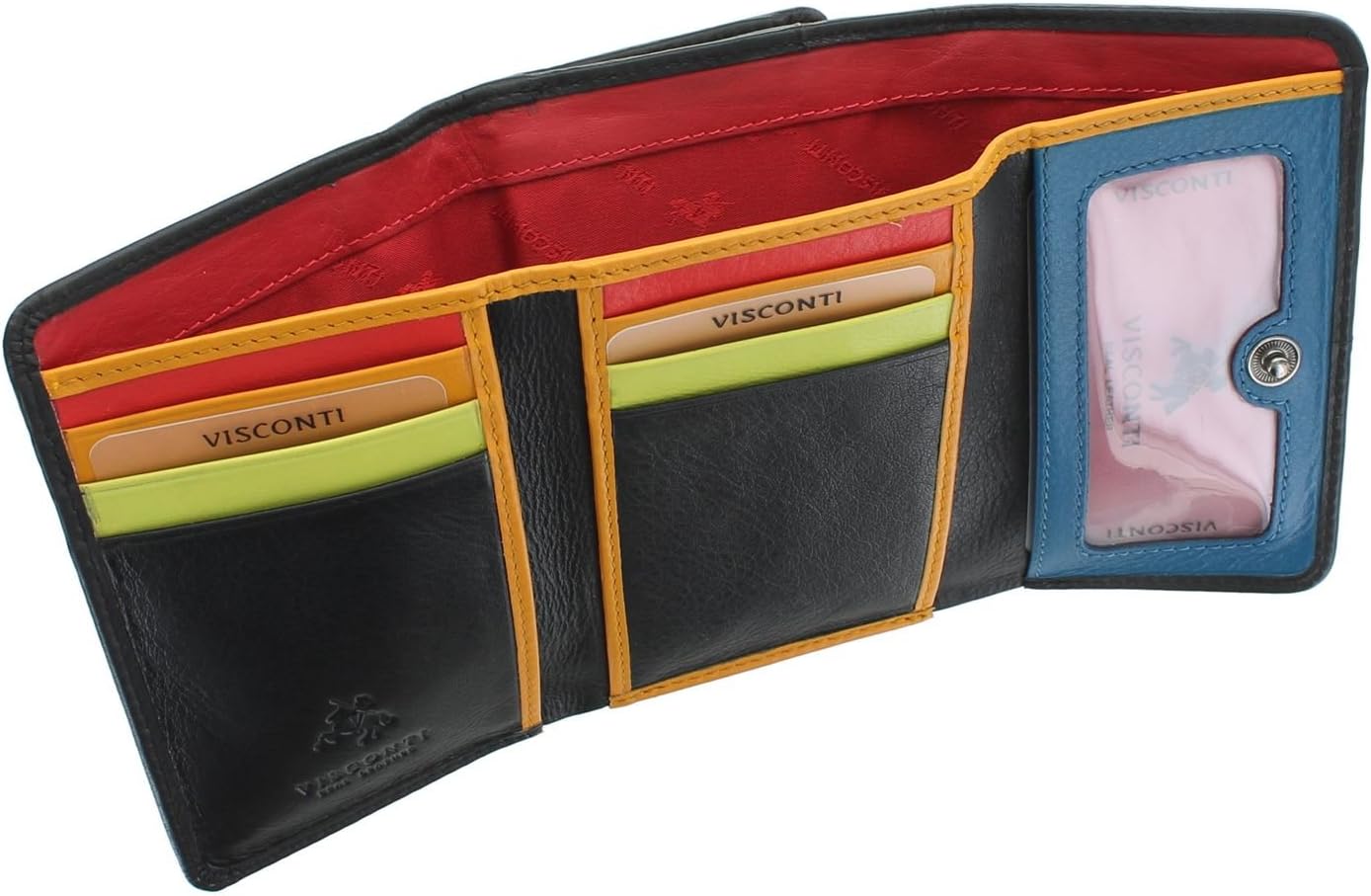 VISCONTI Santorini Collection HALKI Leather Purse with RFID Protection STR3 Black Multi - Image 5