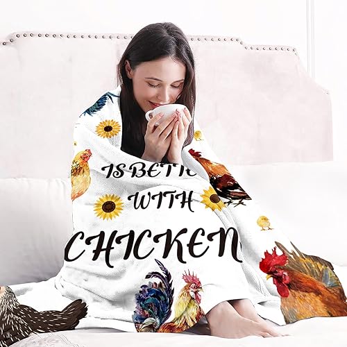 Miniatura 2 de Life is Better with - Manta de girasol de pollo, regalo para niñas, mujeres, hombres y adultos, manta para graduación de cumpleaños, manta de