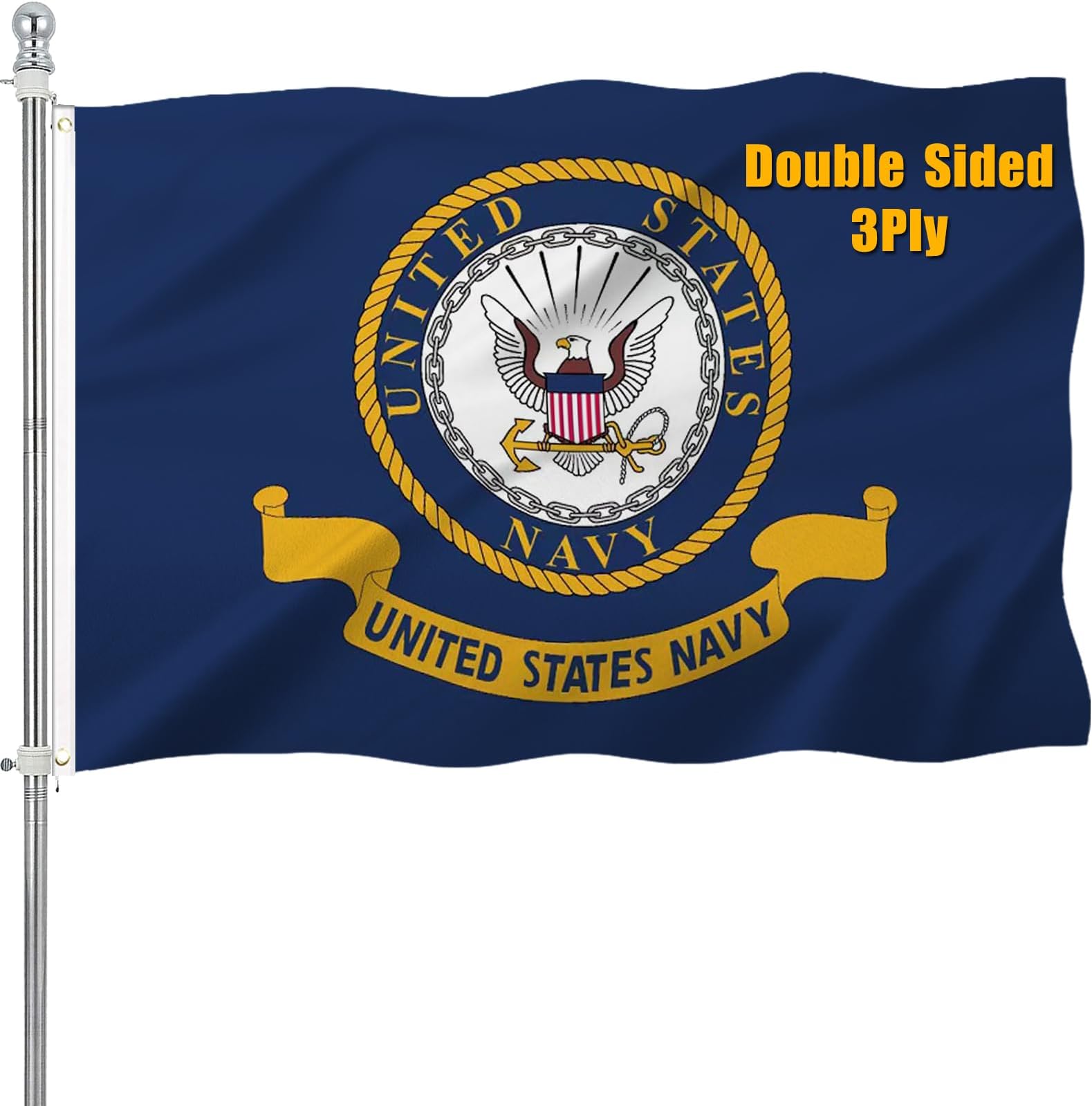 Amazon.com : WANSHUNDE US Navy Emblem Flag 3x5 Outdoor Double Sided ...