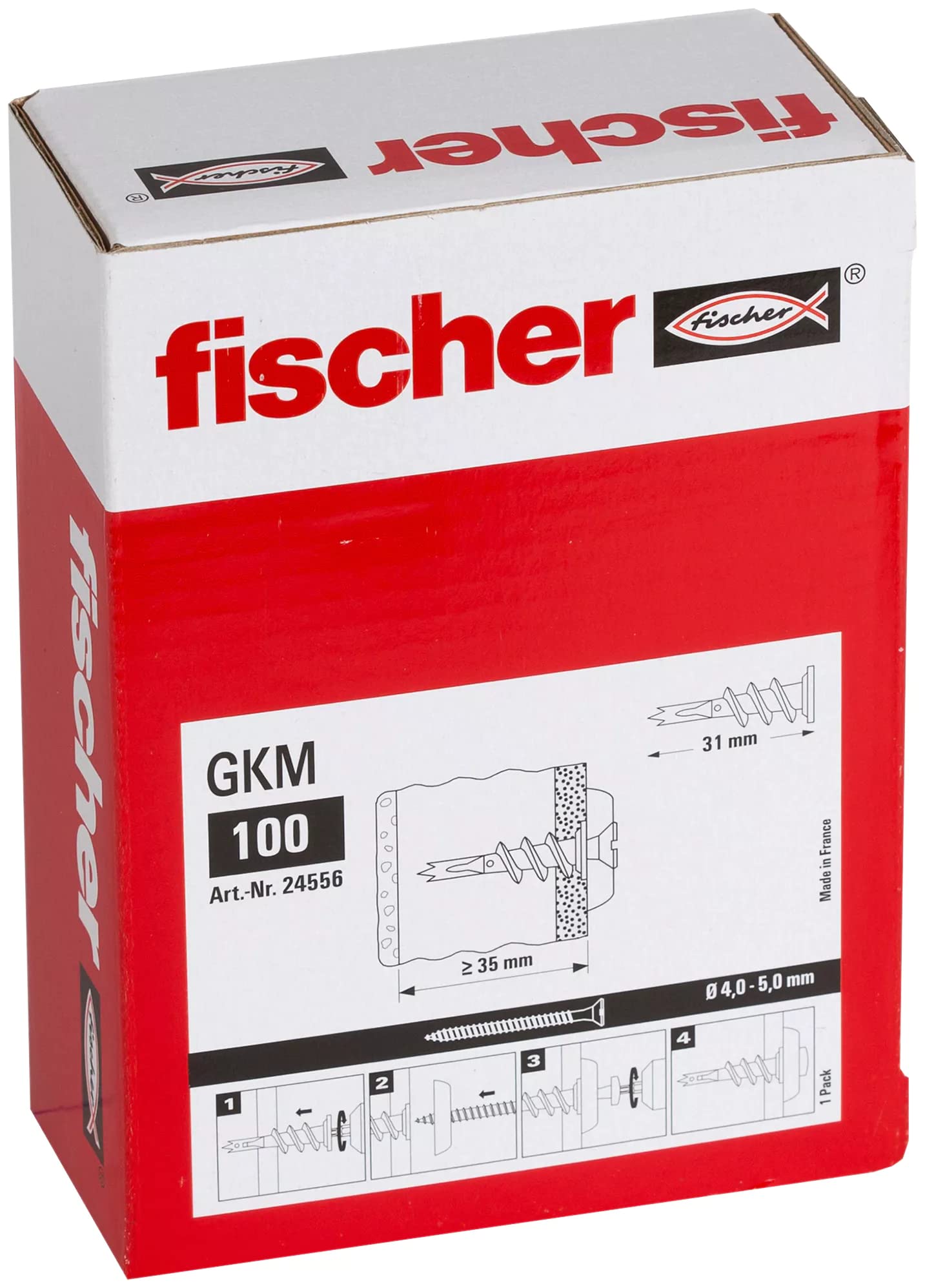 Fischer GKM 100x Tasselli per Cartongesso Autofilettanti in Metallo, Non serve pre-foro, 24556