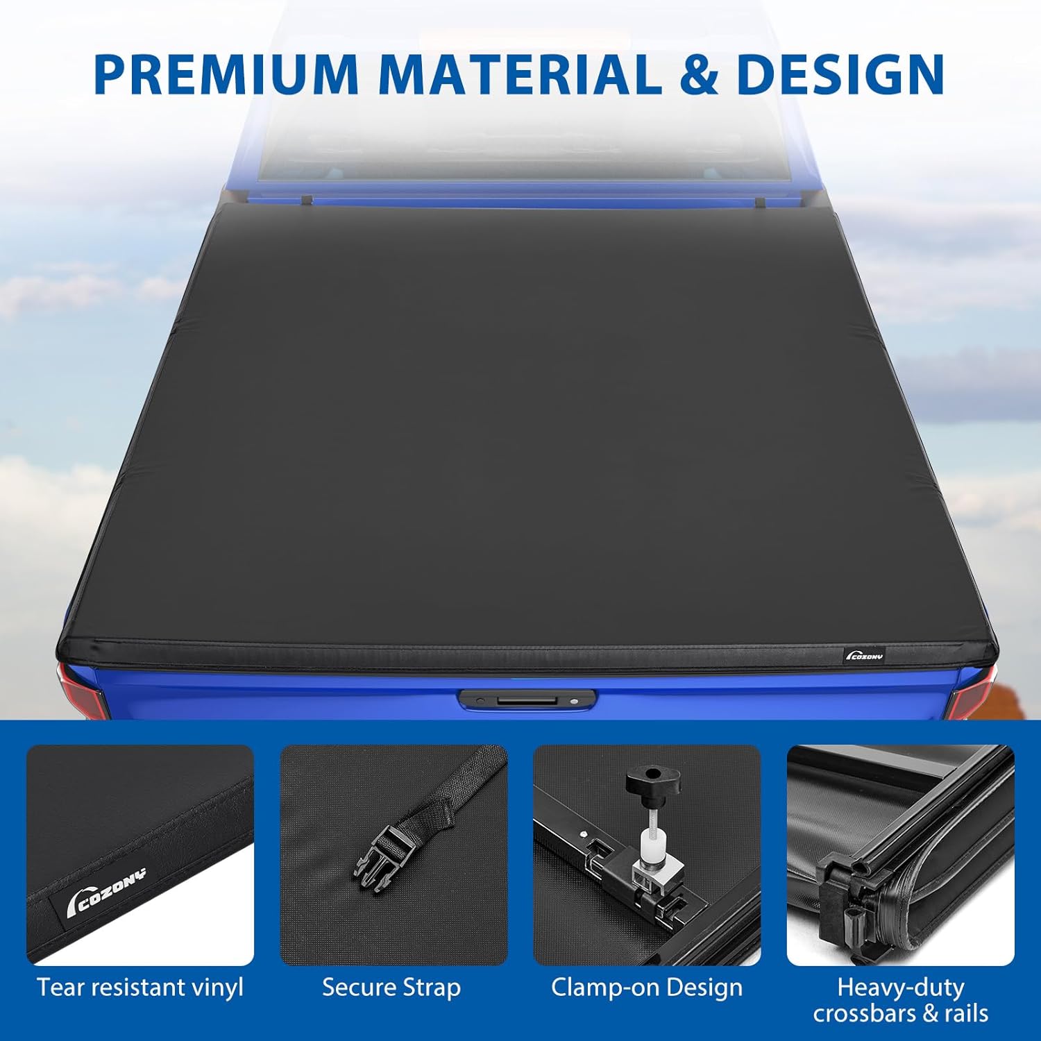 GAOMON Soft Tri-Fold Truck Bed Cover, fits Chevy Silverado 2019-2024,GMC Sierra 1500, 6.6FT Bed, Tonneau Covers for Trucks Protecting Your Cargo Truck Tonneau Covers Suitable for All Kinds of Weather