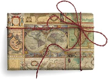 Kartos Classic Maps Italian Wrapping Paper, Folded