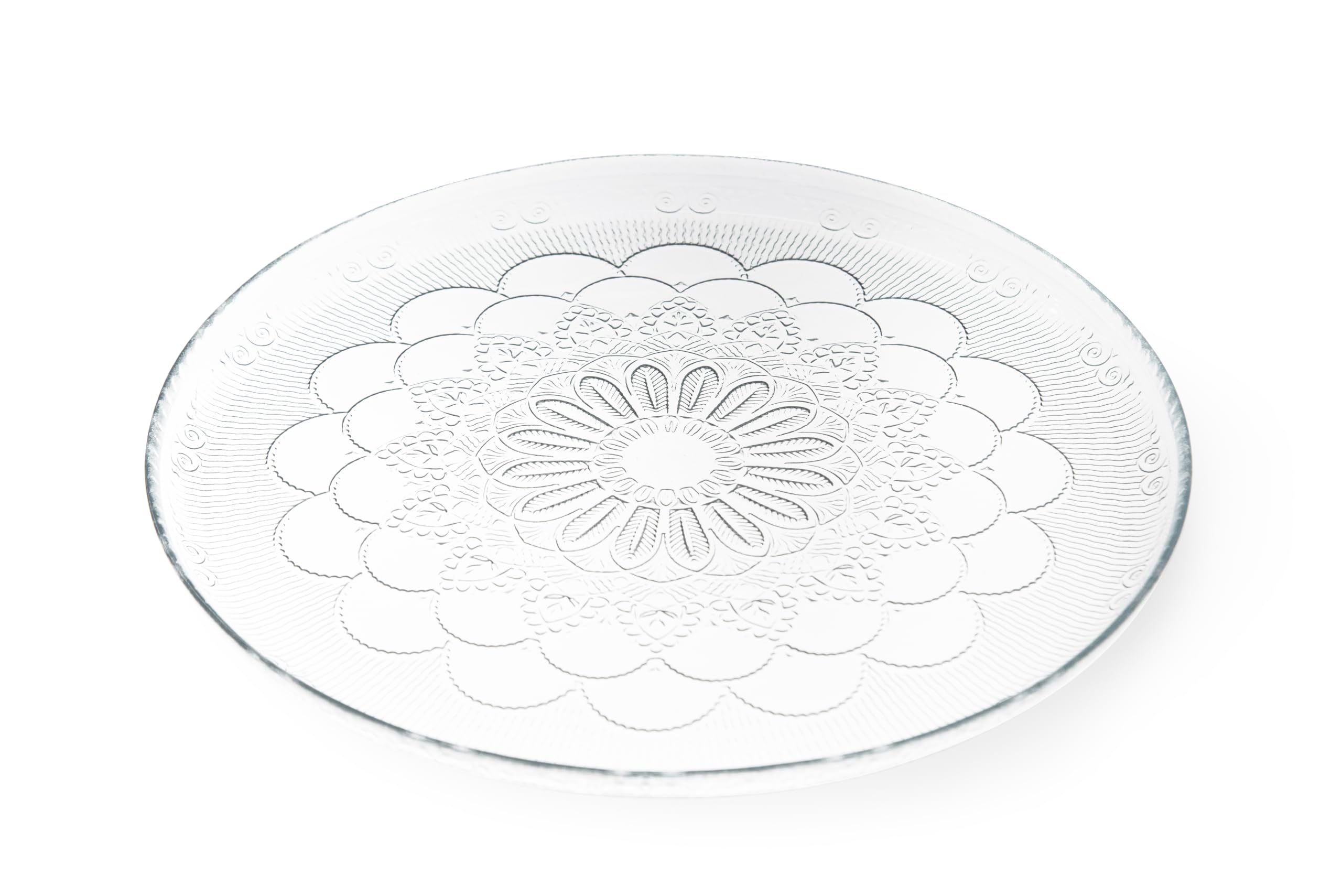 Excelsa Daisy Servierteller mit Glocke, Glas, Durchmesser 30,5 cm, Reliefdekor