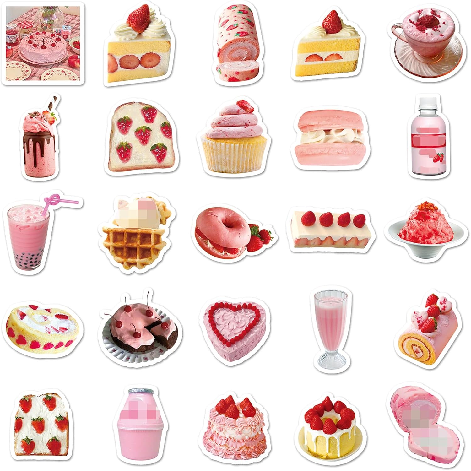 50PCs, Dessert Stickers Waterproof Funny Cute Cake StickersWaterproof Vinyl Decals, Delicate Gift & Party Favor Stickers for Hydro Flask, Laptop, Water Bottle, Decals for, Teens (Colourful-A4) image 2