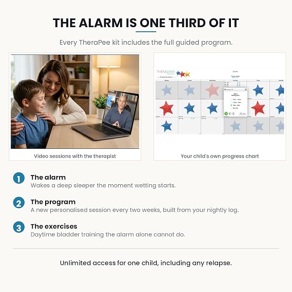 TheraPee Bedwetting Alarm System with No-Wear Sensor + Online Program