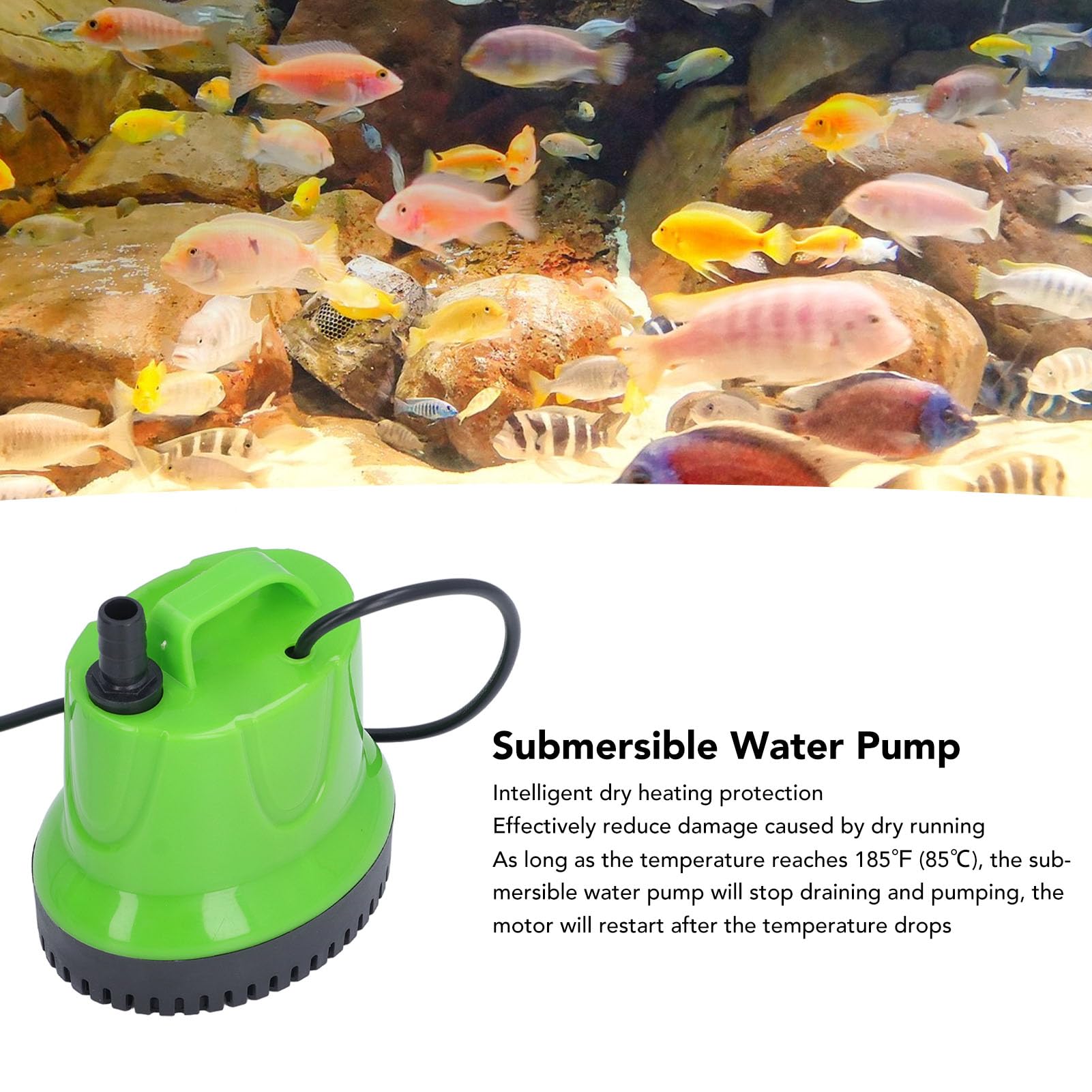 Pompa Acqua Sommergibile 1189 GPH, Pompa per Fontana Acquatica per Acquario Dal Design Discreto 100 W con Motore in Ceramica per Acquario Laghetto, Doppio Uso, (Spina