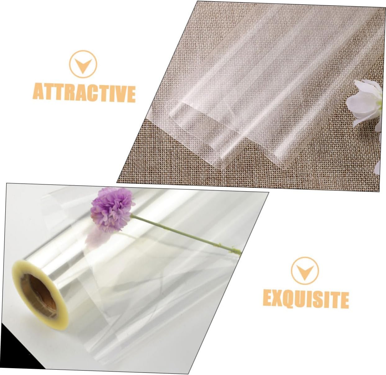 HAPINARY 2rolls Wrapping Cellophane Flower Wrap Flower Packing Film Smooth Surface Wrapper Accessory Versatile for Birthday Banquet