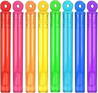 32-Pack Mini Bubble Wands 8 Colors Assortment - Party Favors for Kids Birthdays, Holidays, Outdoor Play, Bath Time - Safe Durable Toys for Girls Boys