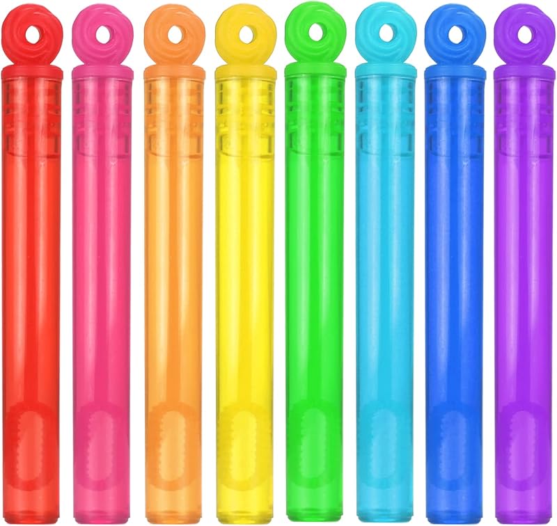 32 Piece Mini Bubble Wands Bulk, 8 Color Bubbles Party Favor Assortment Box | Themed Birthday, Christmas Celebration, Thanksgiving New Year, Wedding, Summer Outdoor, Bath Time, Gift for Girls Boys