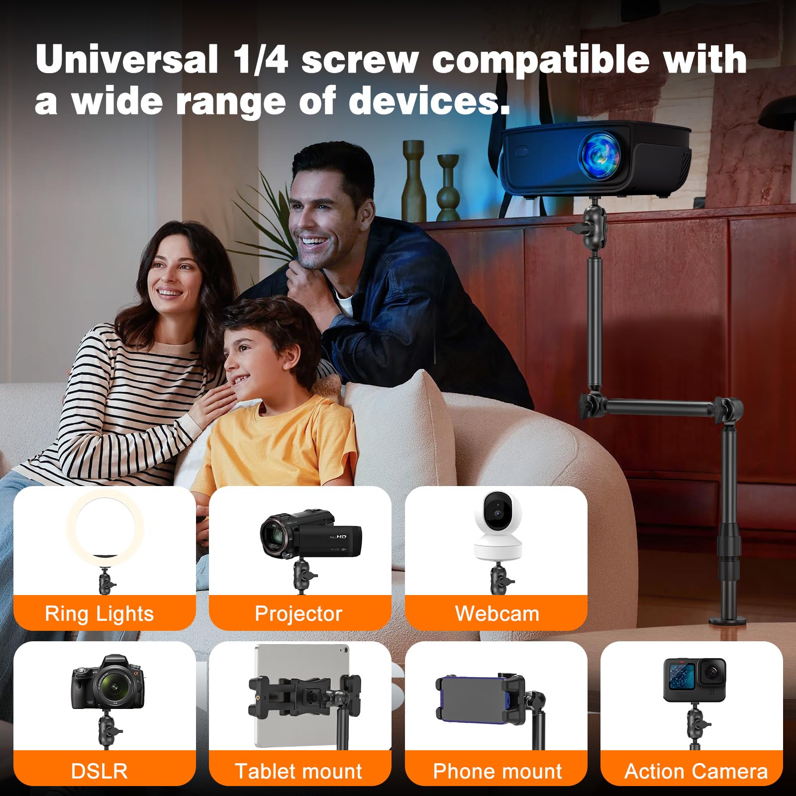 Kamera Tischhalterung, Overhead Kamera Tischstativ mit 1/4" Schraube, Schreibtisch Webcam Ständer Licht Ständer für DSLR Kameras, Webcam, Ringlicht, Projektor, Max. Belastung 3 kg