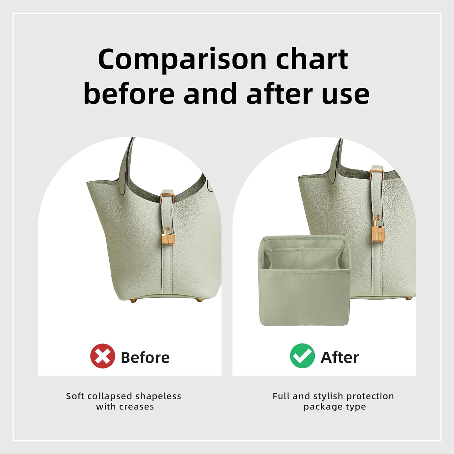 DGAZ Purse Organizer Silky Smooth For Picotin 14/18/22/26/31 Bags,Silk,Luxury Handbag Tote in Bag Shapers(Sauge,PC18) - Image 4