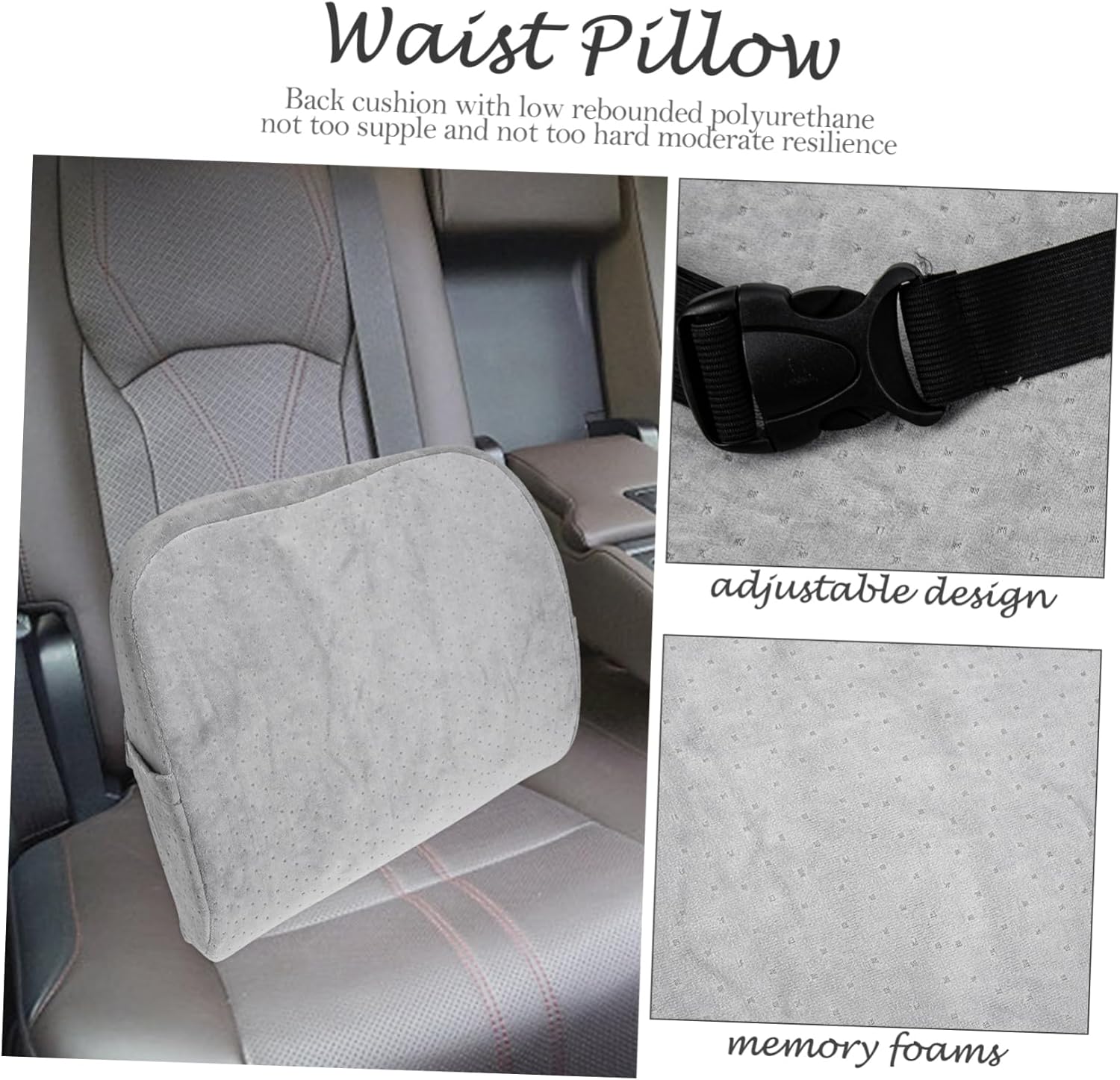 Healifty Memory Foam Lumbar Support Pillow for Car Seats and Office Chairs Breathable Comfortable Waist Cushion with Soft Texture Fit for Lower and Posture Correction