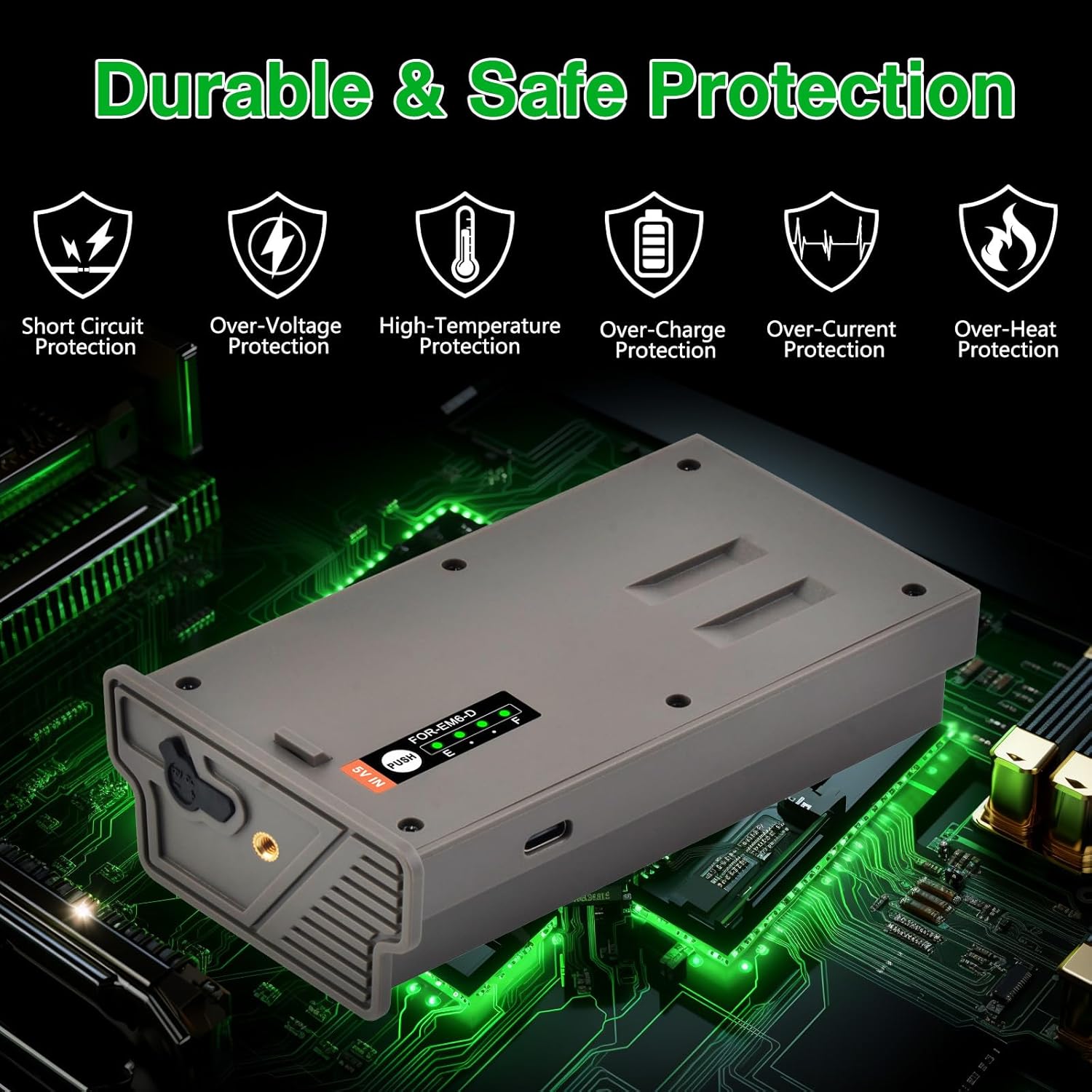 2 Pack EM6 6000mAh Reveal Trail Battery for Tactacam Reveal X Gen 3.0, 2.0, X Pro 3.0, Pro, SK, XB, SK Hunting Camera, Upgraded LED Meter & Solar Charging, Rechargeable Lithium Battery Pack