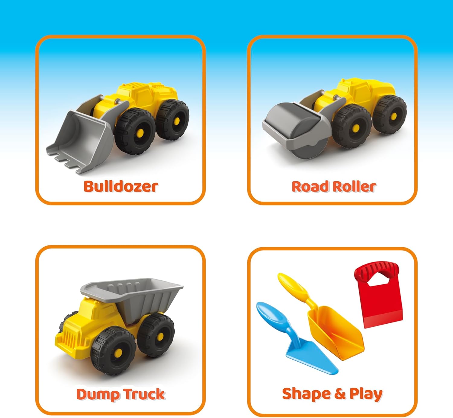 Construction Time Playset for Kids – Soft Moldable Sand, Trucks, Tools & Play Tray for Sensory Building Fun and Imaginative Play Without Mess