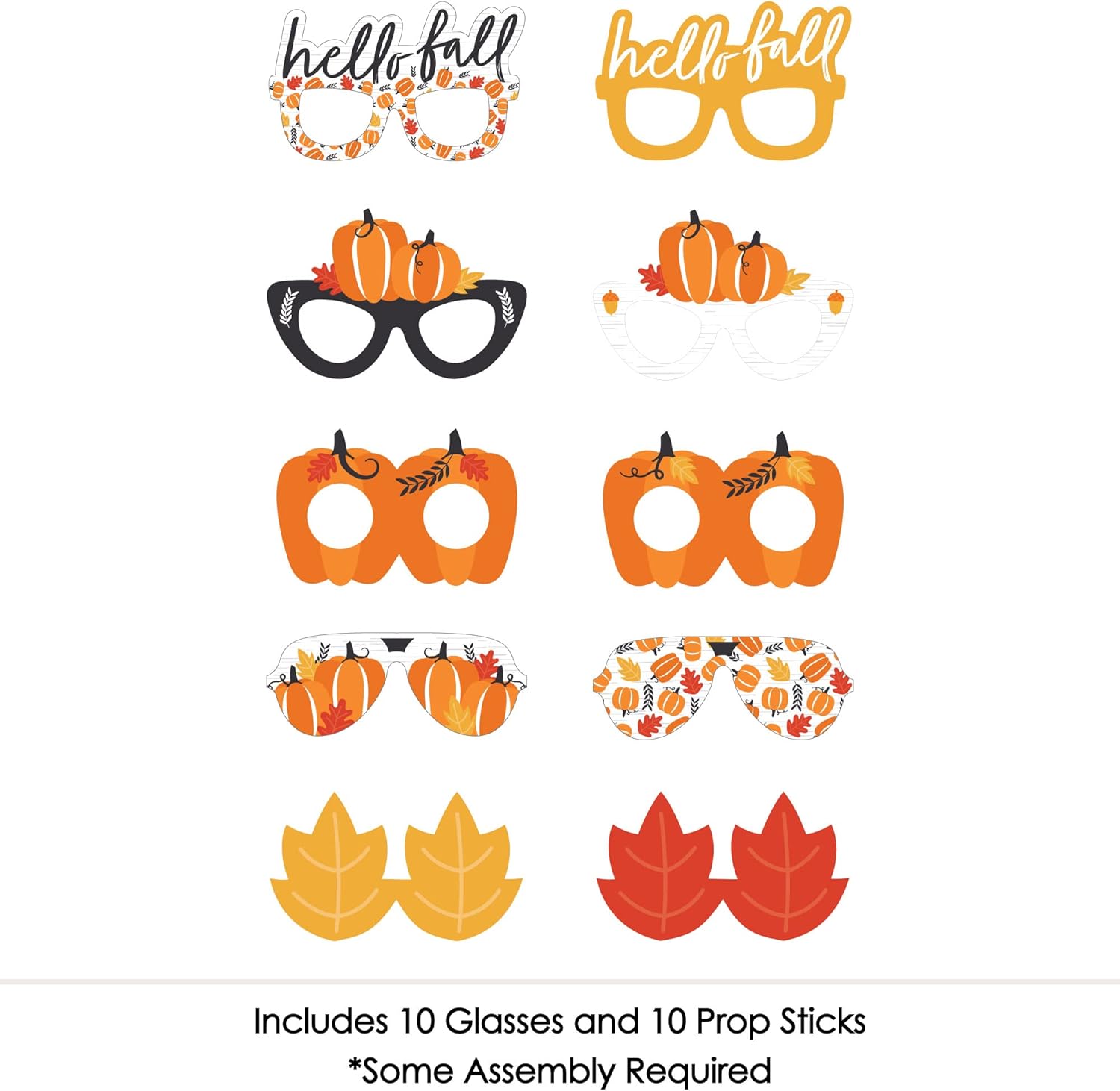 Big Dot of Happiness Pumpkin Glasses and Masks - Fall, Halloween or Thanksgiving Party Photo Booth Props Kit - 10 Count : Home & Kitchen