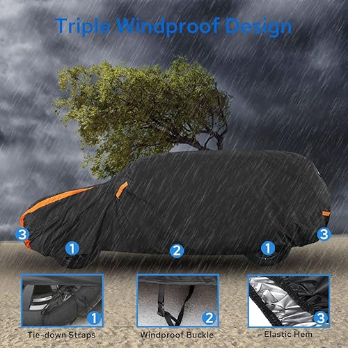 Miniatura 3 de Avecrew Funda impermeable para automóvil SUV para todo tipo de clima, para exteriores, exteriores, para SUV (longitud 193"-208")