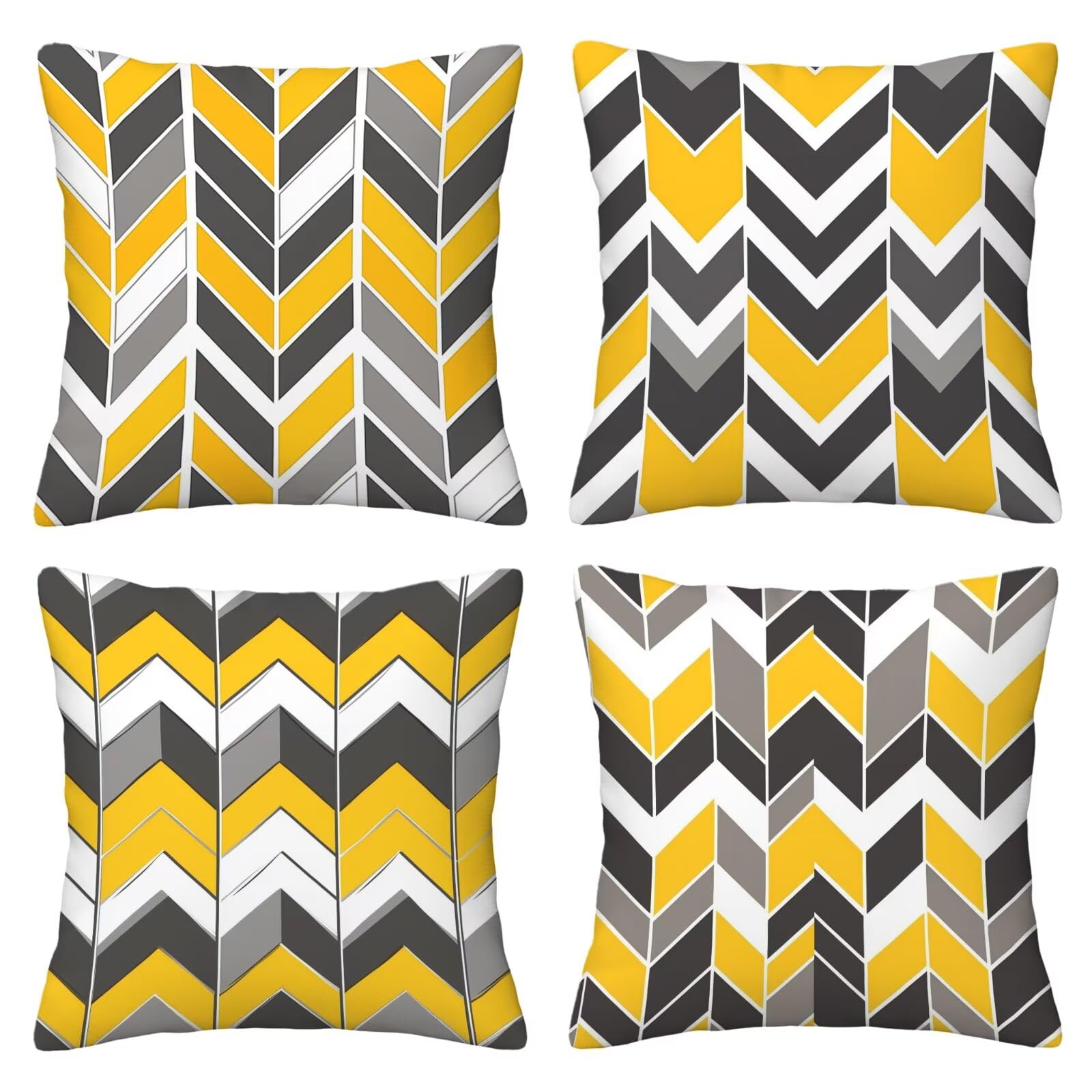 Outdoor Kissenbezug 60x60cm 4er Set Outdoor Wetterfest Kissenbezüge Geometrie Wasserdichte Leinen Dekorative Kissenhülle Frühling Sommer Zierkissenbezug für Balkon Terrasse Garten Deko (Modern) T-03