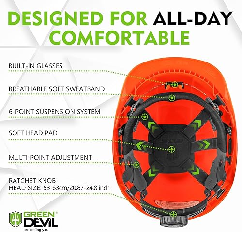 Miniatura 5 de GREEN DEVIL Casco protector de seguridad para motosierra, casco forestal con visera integrada de malla, protector facial de malla, orejeras 4 en 1,