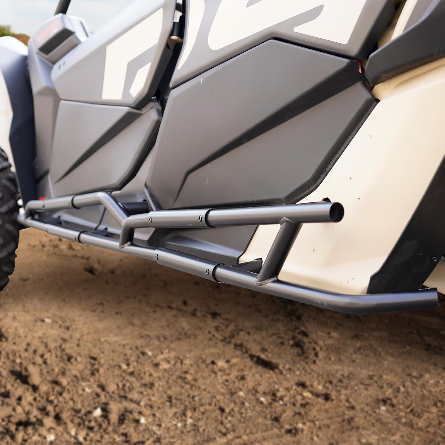 HAKA TOUGH Rock Sliders Nerf Bars for Can Am Maverick X3 Max Accessories 2017-2024, Heavy Duty Steel Side Step Tree Kicker for Maverick X3 Max, Combined Side Bumper,Replace OEM#715003730, 715003888