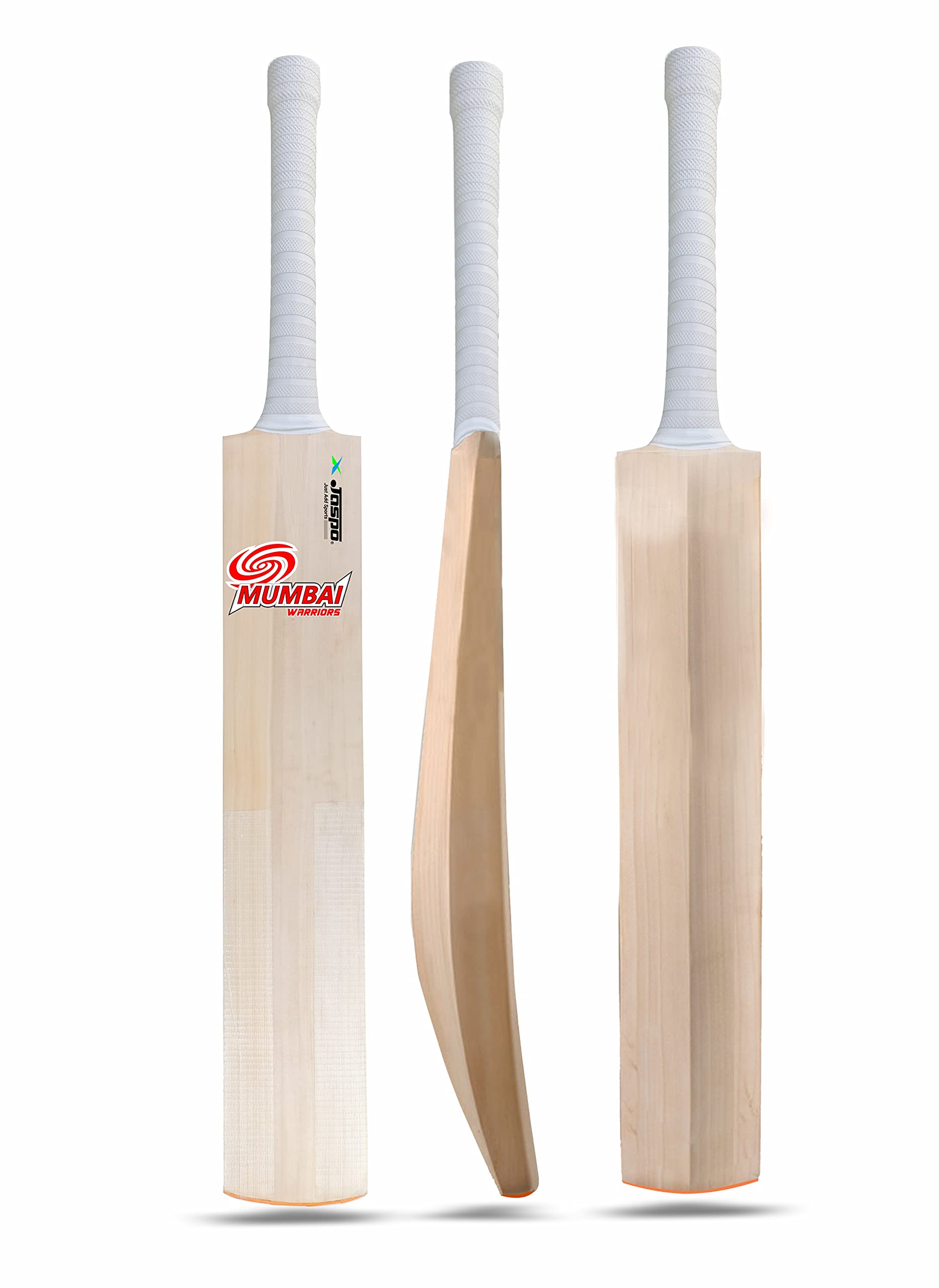 Jaspo Club-Craze Kashmir Willow Full Size Grade 1 Cricket Bat for Tournament with Bigger Sweet Spot and Singapore Cane Handle Approx Weight 1200-1250 Grams (Short Handle) (Mumbai Warriors)