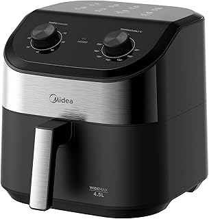 Fritadeira Midea Air Fryer 4,5L, design de dois botões, ampla faixa de temperatura de 80°C a 200°C, prato antiaderente para vegetais, 1550W, 220V, FWM45P2