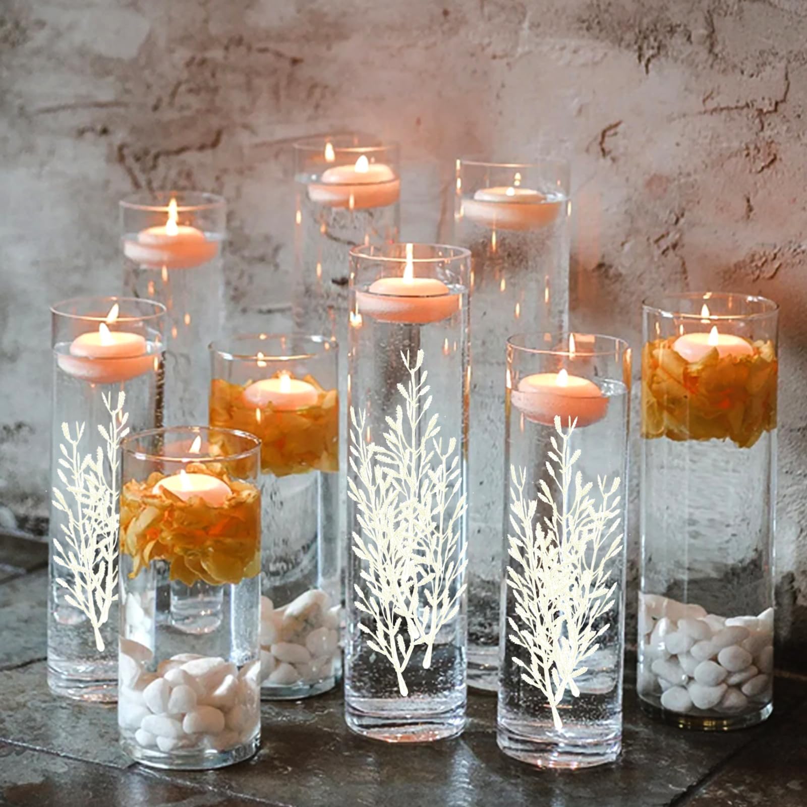 NUZELA 36Pcs Faux Flowers for Floating Candles, Floating