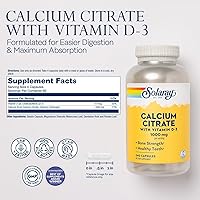 Vista 2 de Solaray Citrato de calcio con vitamina D3 1000 mg, huesos y dientes saludables, apoyo para corazón, músculos y nervios, 60 porciones, 240 cápsulas