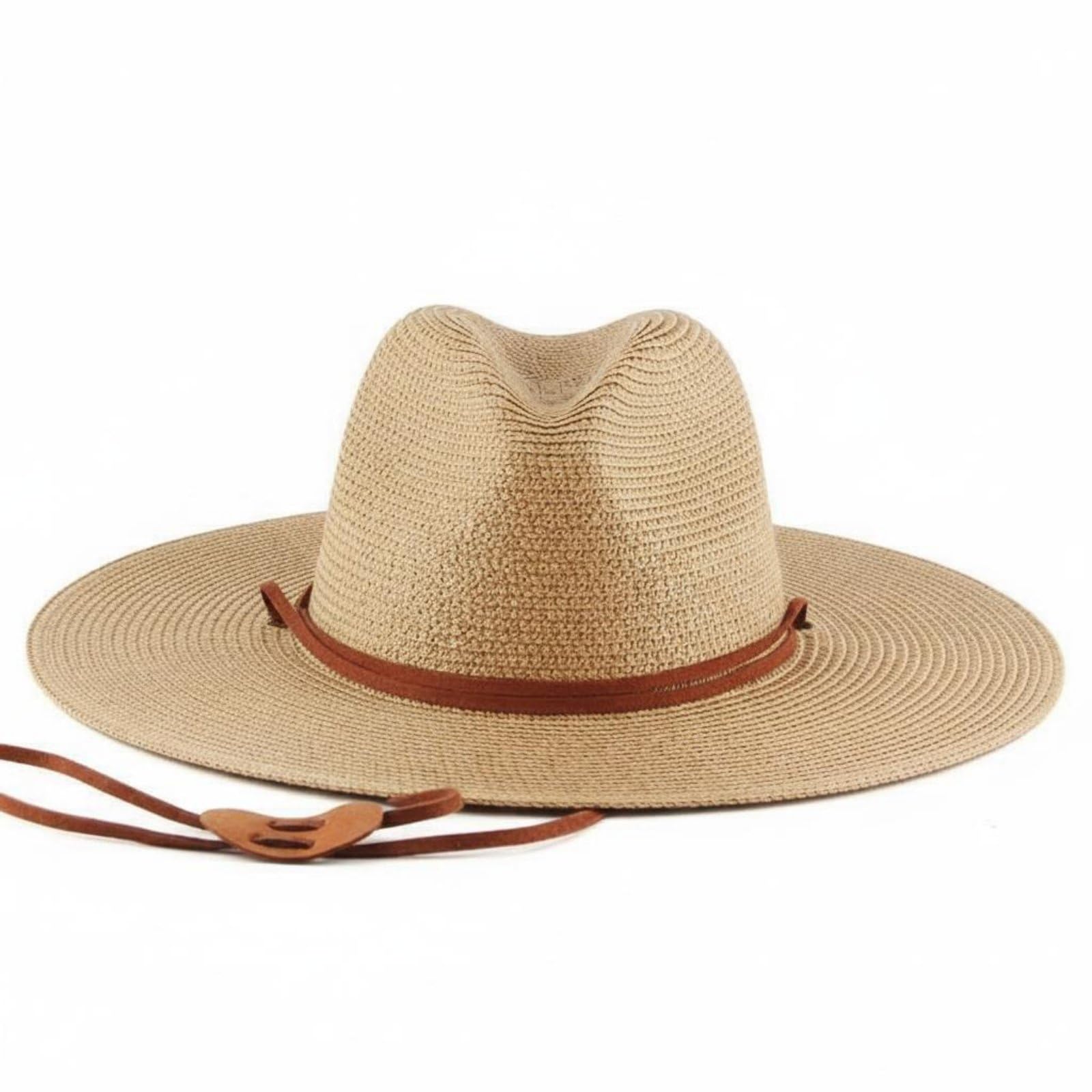 URJIX Wide Brim Straw Hat Lightweight Beach Sun Hat Breathable Headwear for Women, Men, Travel, Outdoor, Khaki-image-19
