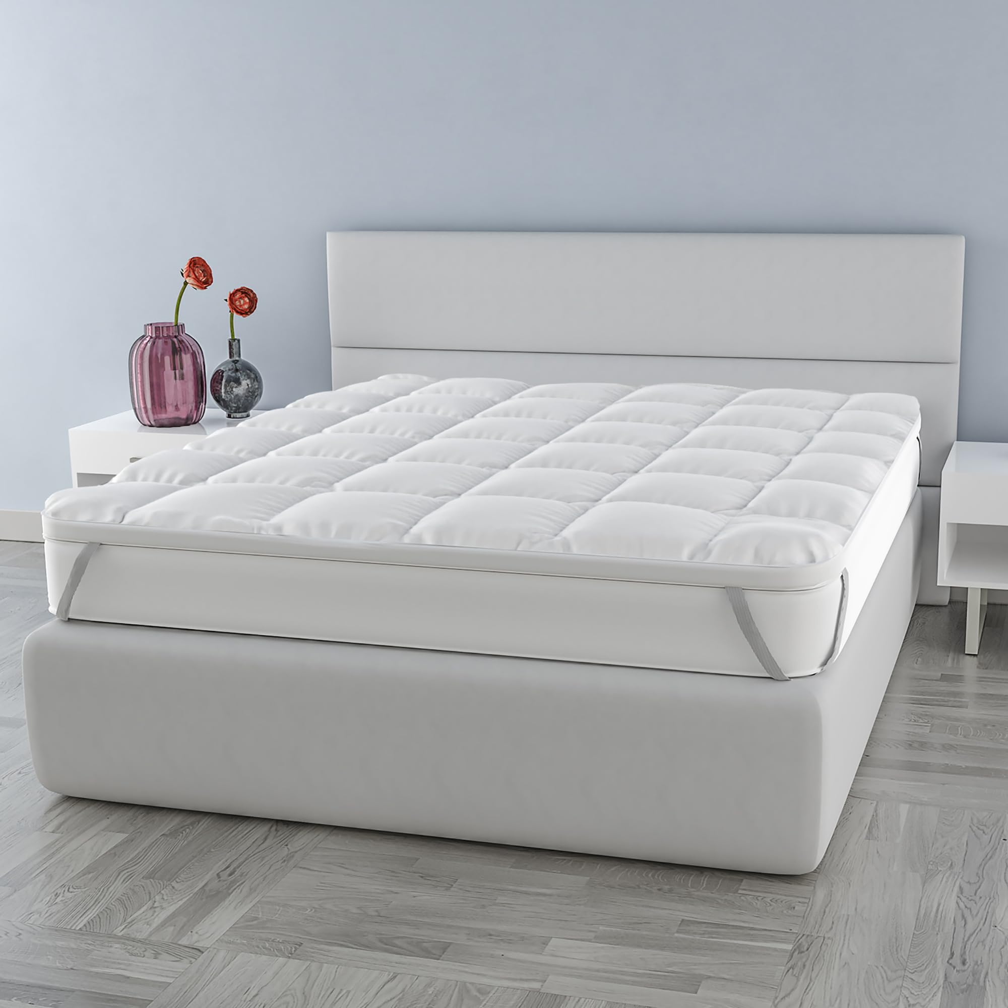 Topper Plus Quilted with 4 Sturdy Elastic Bands, White, 160 x 195 cm-image-31