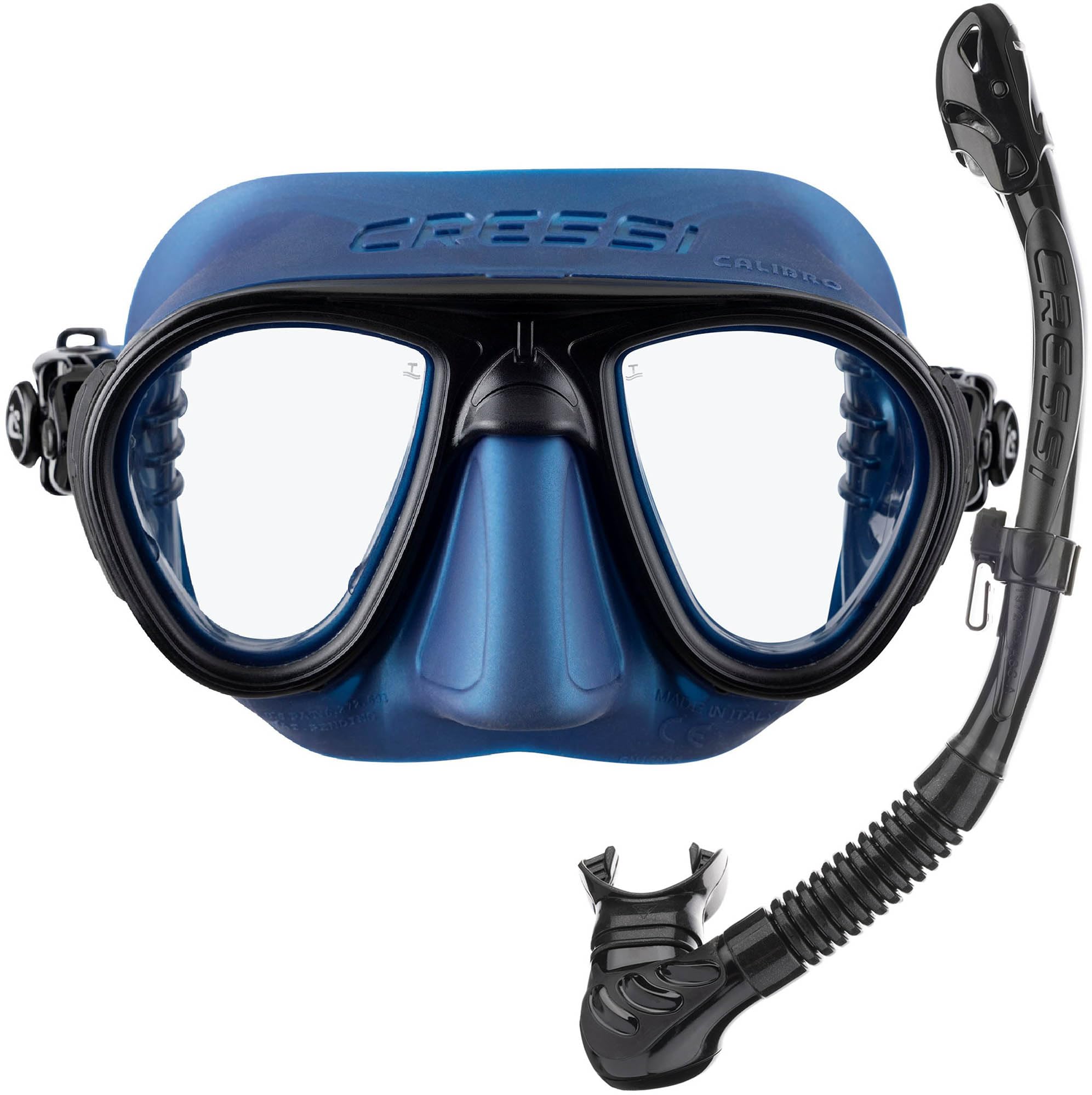 Cressi Schnorchelset Erwachsene - Calibro Tauchmaske Blau Nery mit Anti-Fog und Alpha Ultra Dry Trockenschnorchel - Schnorchelmaske und Schnorchel für Apnoe, Tauchen und Schnorcheln, Unisex