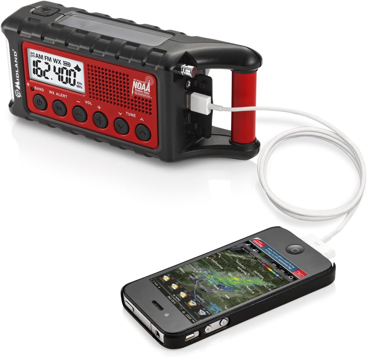 Midland ER300 Emergency Solar Hand Crank AM FM Digital NOAA Weather Radio with Cree LED Flashlight and USB Charger Output : Electronics