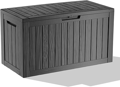 Miniatura 17 de Caja para Terraza de Resina Impermeable de 80 Galones, Resistente a los Rayos UV, Almacenamiento al Aire Libre para Jardín, Patio, Porche, Paquetes,