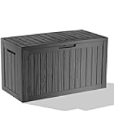 MAIUSCOLI 90 Gallon Waterproof Outdoor Storage Box,Resin Deck Box,Lockable Outside Storage Box Container for Patio Furniure,Garden,Tools (90 Gallon,Black)
