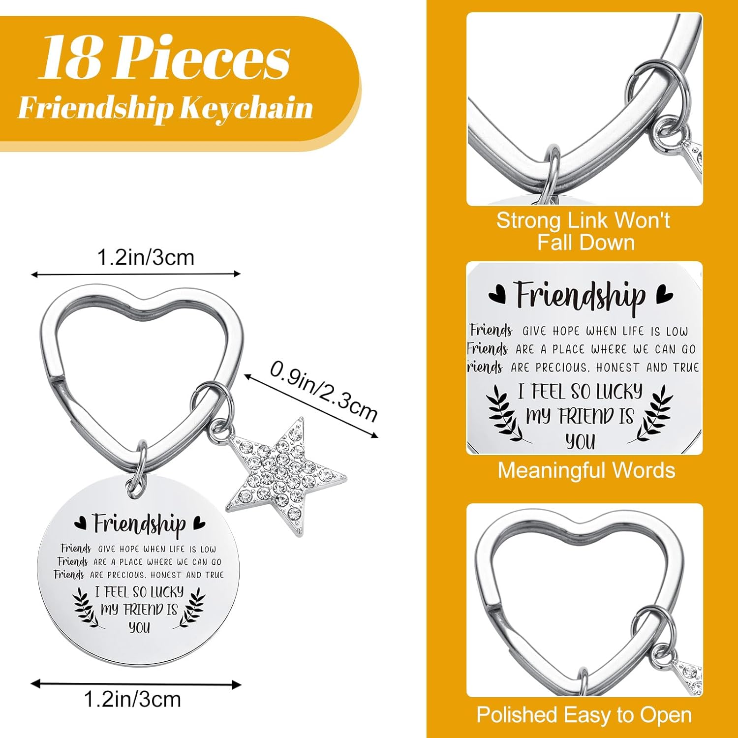 Paterr 24 Pcs Friend Gifts for Women Friendsgiving Makeup Bags Friendship Keychains Galentines Valentine Gifts for Friends Bulk Cosmetic Bags with Zipper for BFF Bestie Birthday Decorations(Star) - Image 6