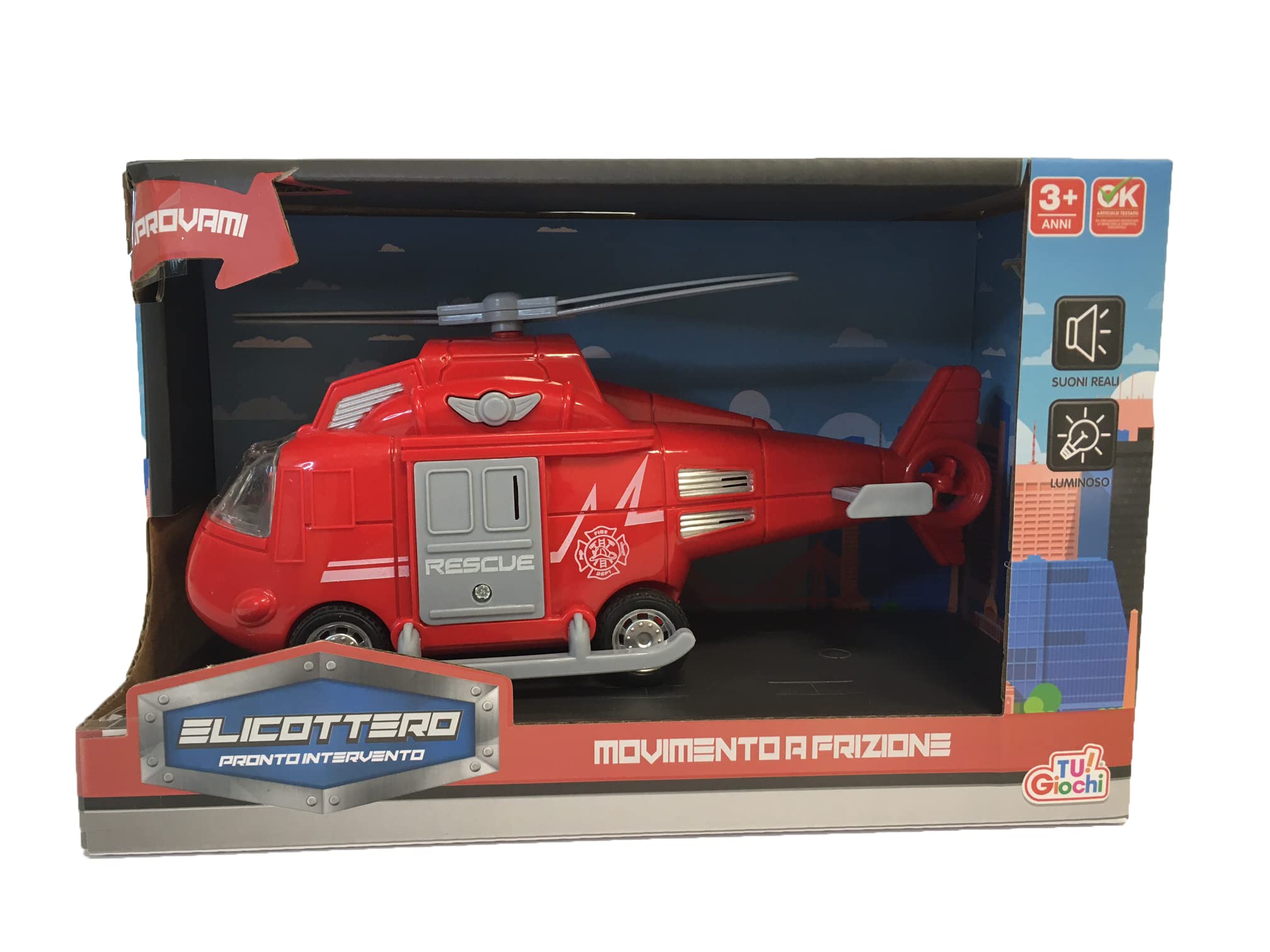 Elicottero Aereo Giocattolo con Luci e Suoni Movimento a Frizione Elicottero Soccorso Polizia Pompieri Aereo Giocattolo con Ruote Ambulanza Pronto Intervento Aereoplano Jumbo Jet Giocattolo con Luci