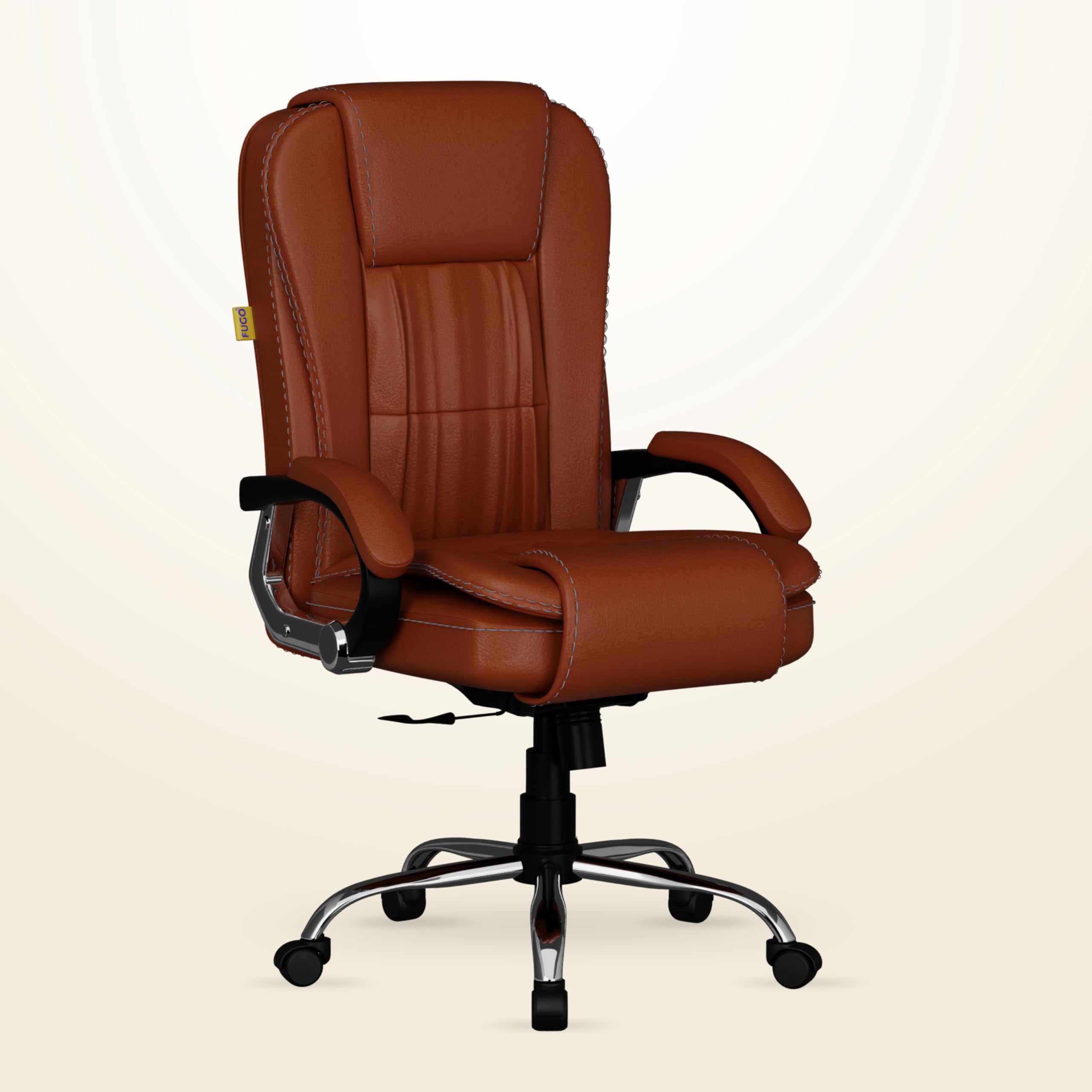 FUGO FG15 Ergonomic Office Chair | Adjustable Height Swivel Chair with 360° Rotation | Comfortable Seating for Home Office & Study | Computer Desk Chair with 3-Year Warranty (Tan)